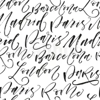 Calligraphy Cities Black and White Wallpaper Mural
