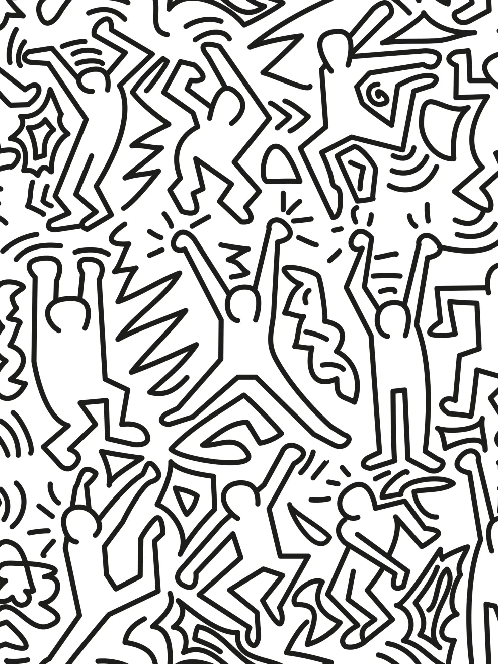 Abstract Energetic Dance Figures Wallpaper Mural