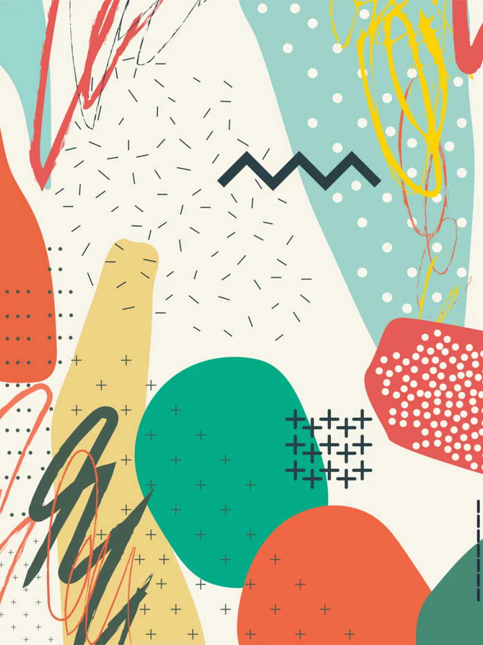 Abstract Colorful Shapes Wallpaper Mural