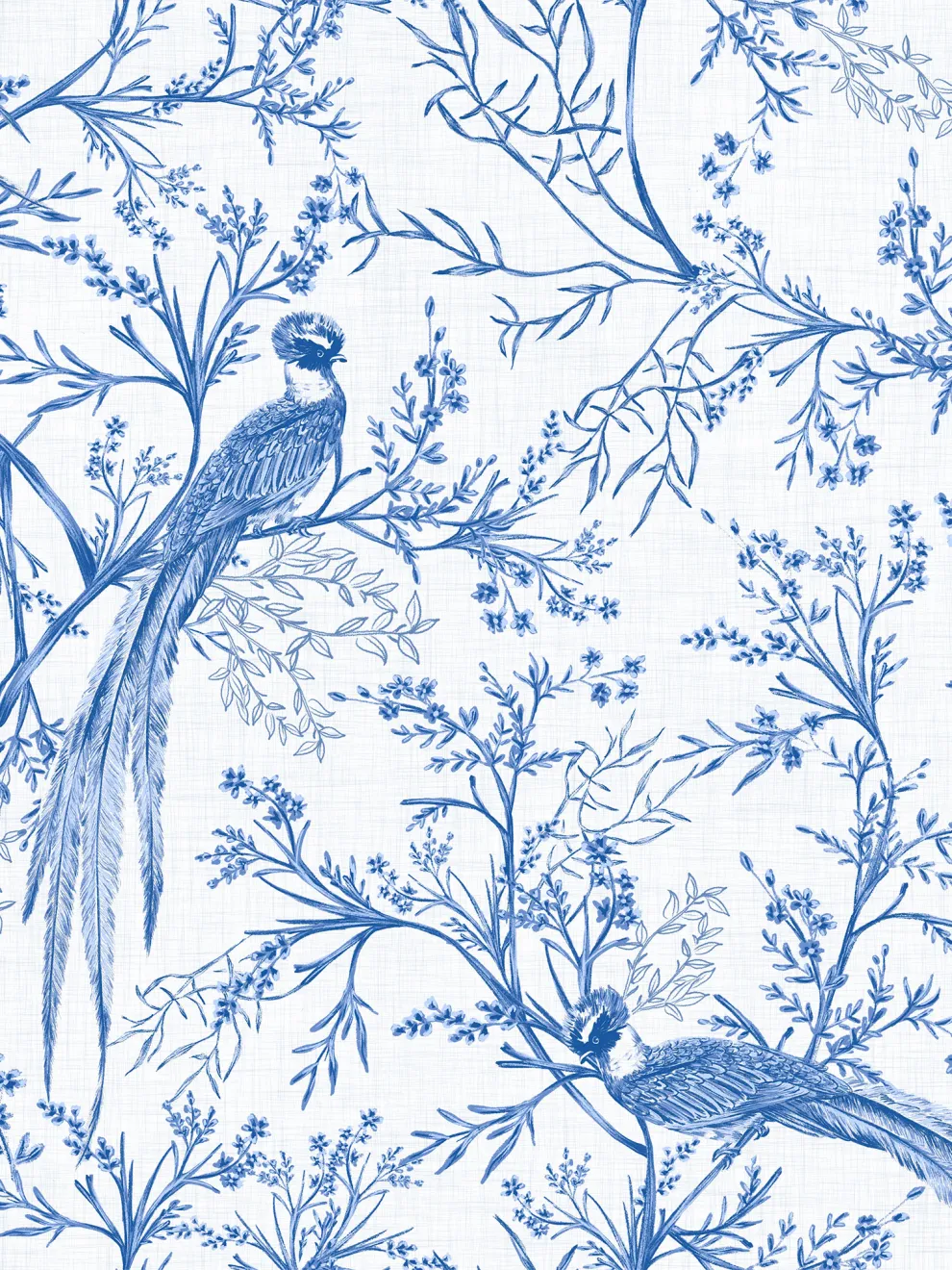Chinoiserie Bird and Blossom Pattern Wallpaper Mural