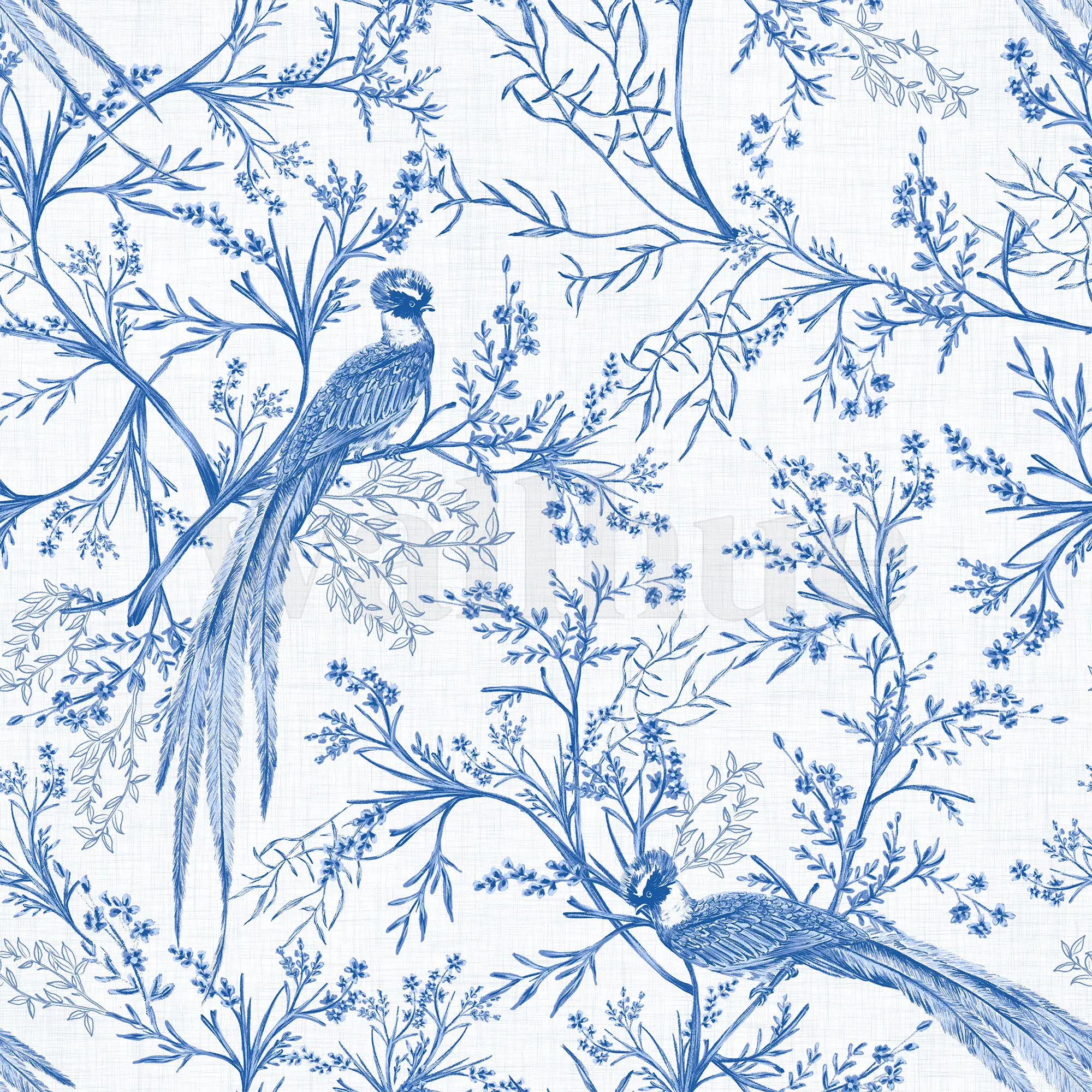 Chinoiserie Bird and Blossom Pattern Wallpaper Mural