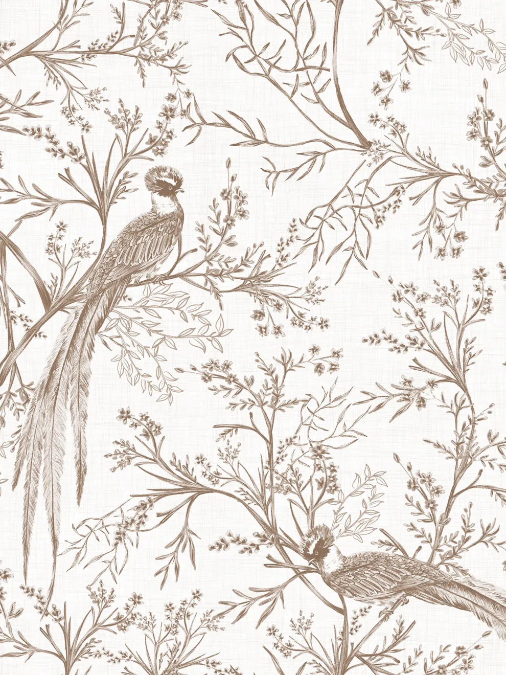 Chinoiserie Bird and Blossom Pattern Wallpaper Mural