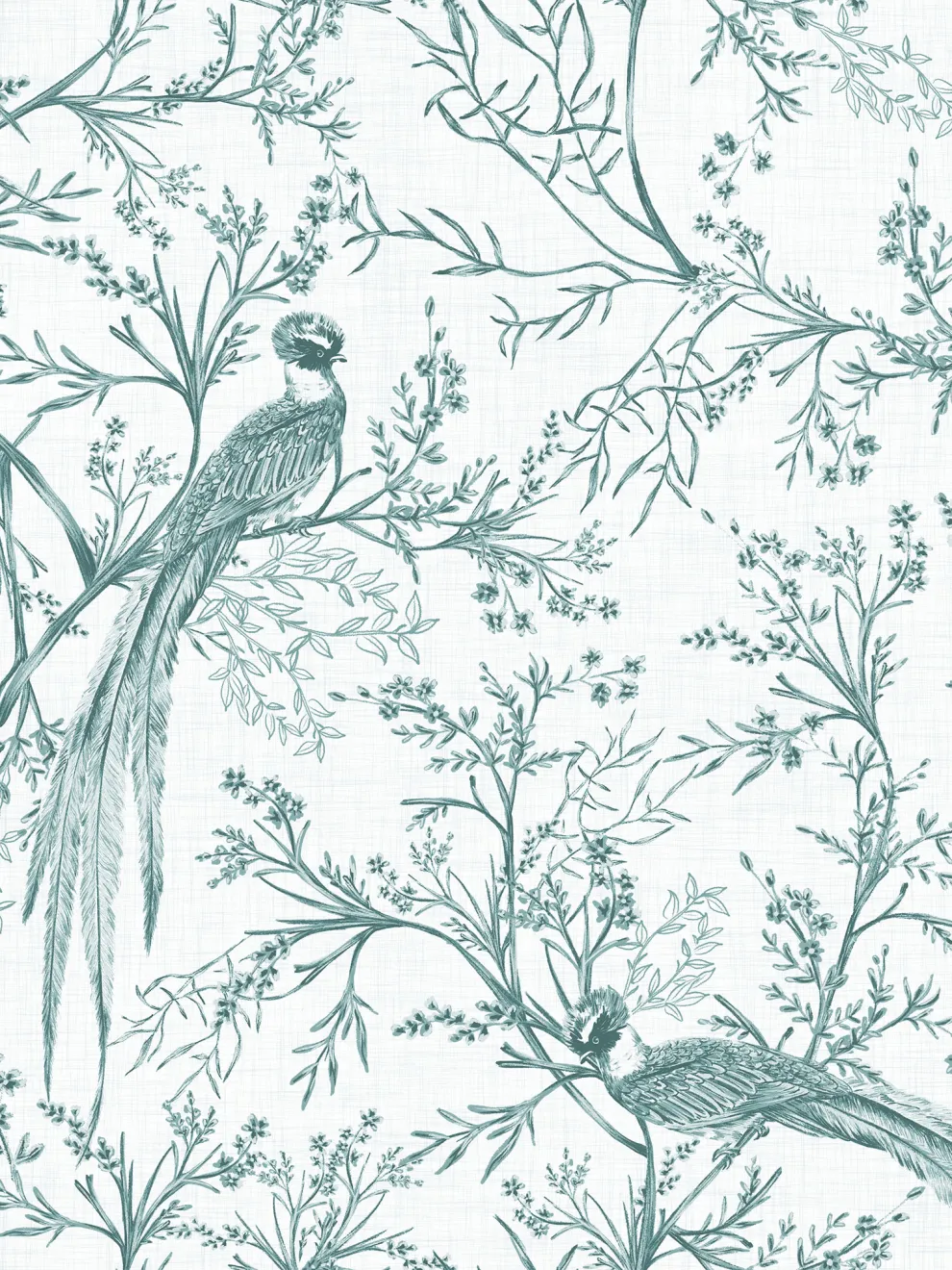 Chinoiserie Bird and Blossom Pattern Wallpaper Mural