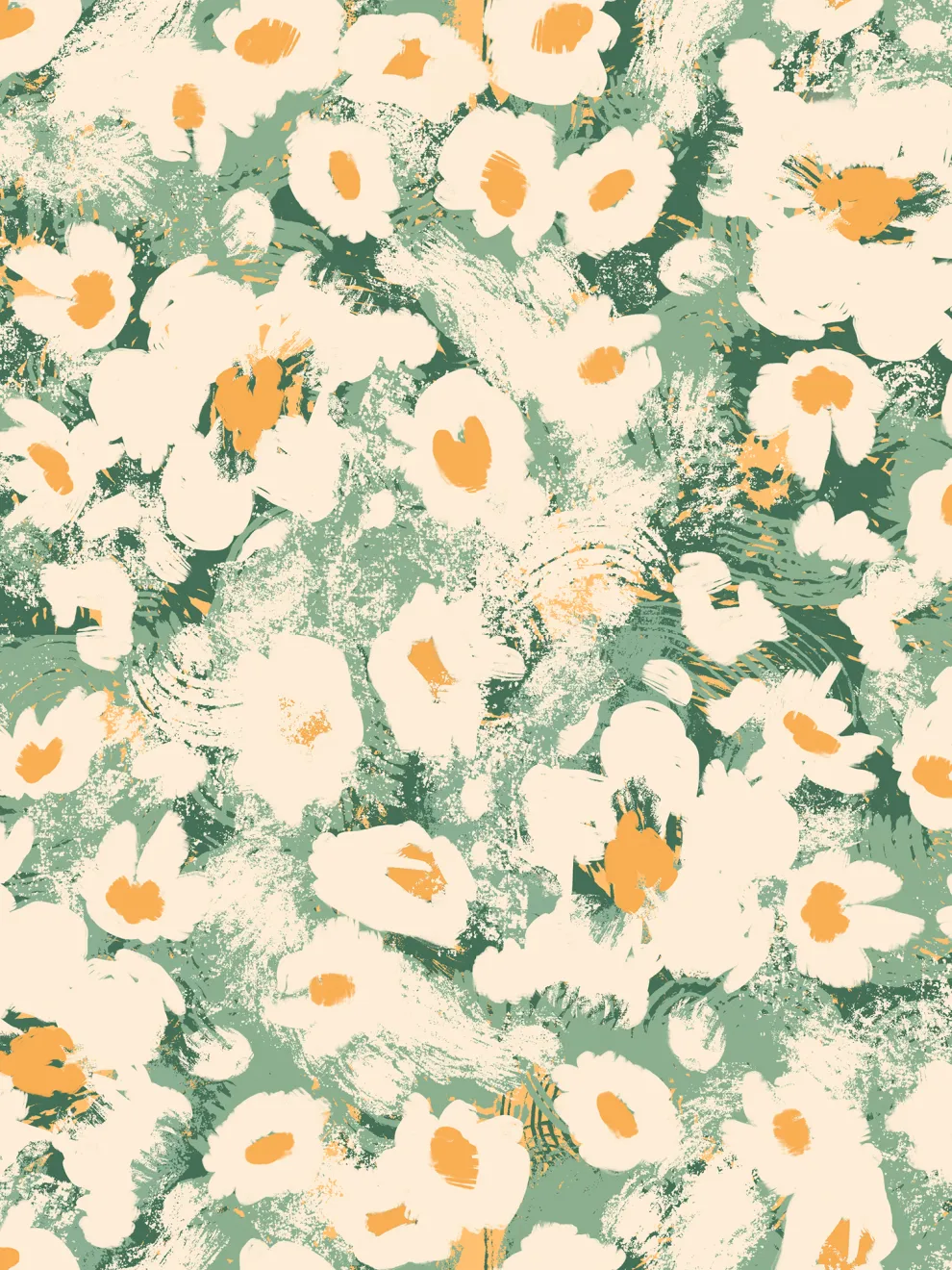 Abstract Floral Impressions Pattern Wallpaper Mural