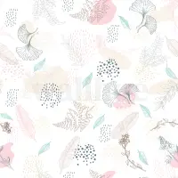 Abstract Hand Drawing Leaves Wallpaper Mural