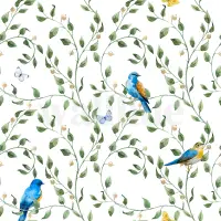Exotic Colorful Birds Watercolor Wallpaper Mural