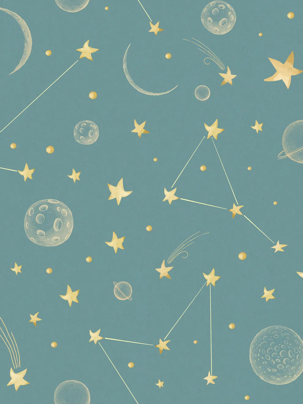 Watercolor Celestial Star Map Wallpaper Mural