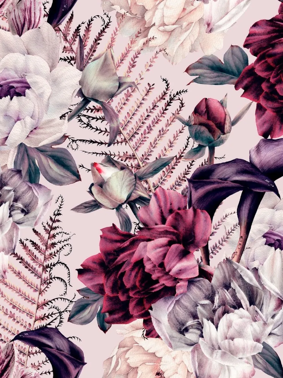 Artistic Watercolor Peony Wallpaper Mural