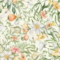 Delicate Springtime Flowers with Fruits Wallpaper Mural