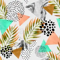 Abstract Botanical Leaves Shapes Wallpaper Mural