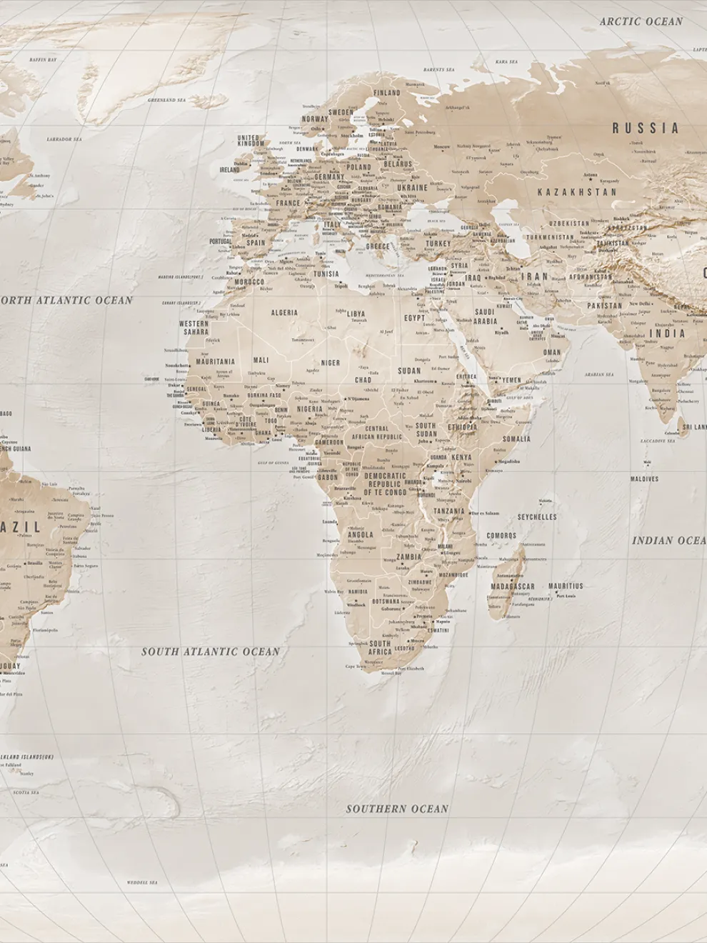 Global Geographic World Map Wallpaper Mural