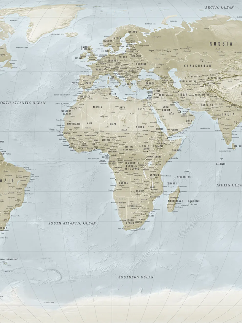 Global Geographic World Map Wallpaper Mural
