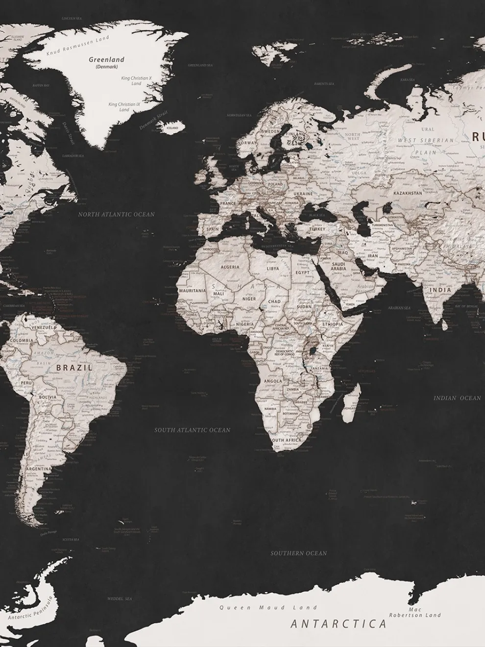 Classic Dark Tones World Wallpaper Mural