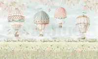 Pastel Dreamland Hot Air Balloon Wallpaper Mural