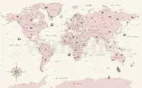 Safari Adventure World Map Kids Wallpaper Mural