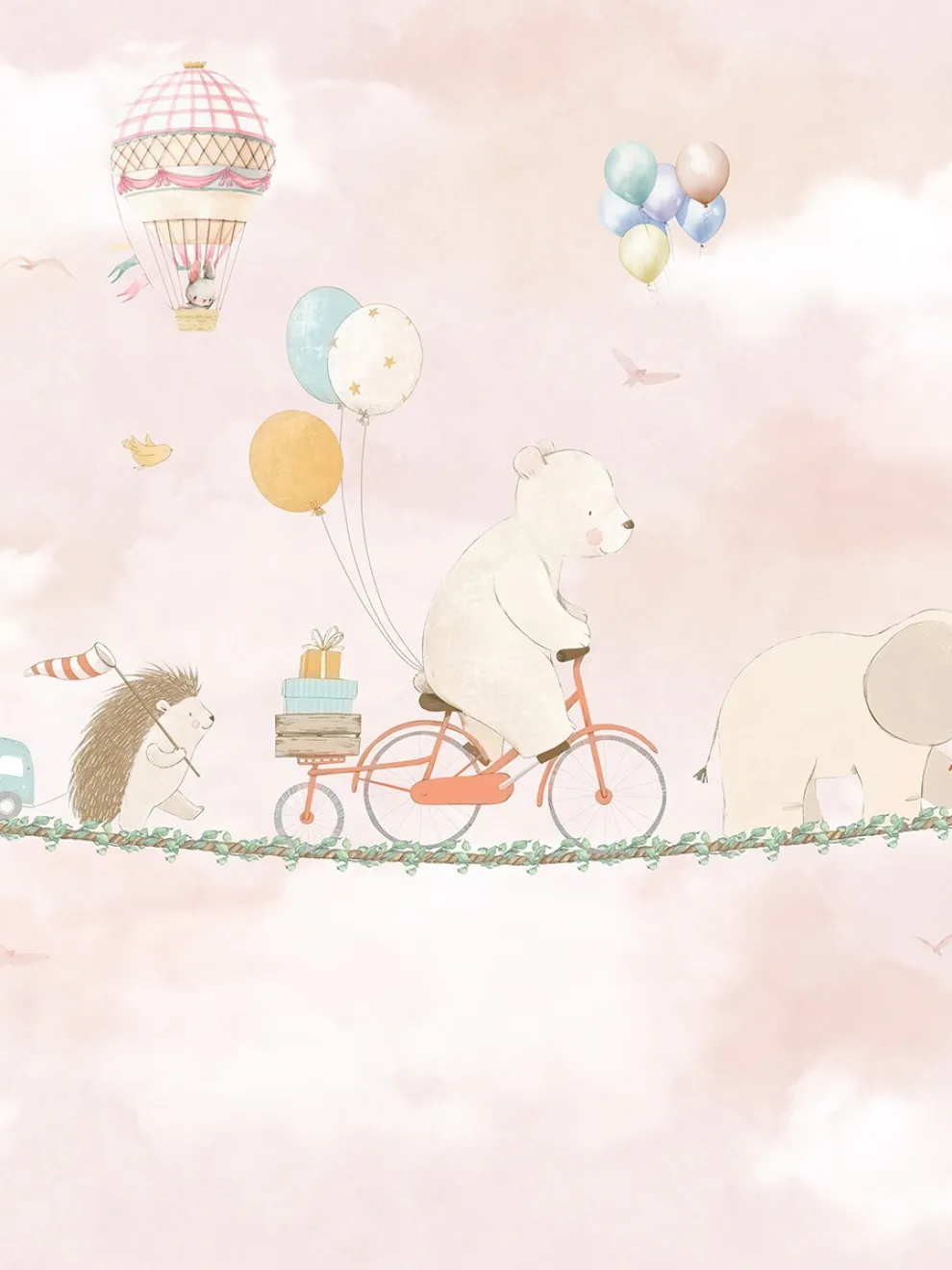 Cute Animal Convoy with Hot Air Balloons