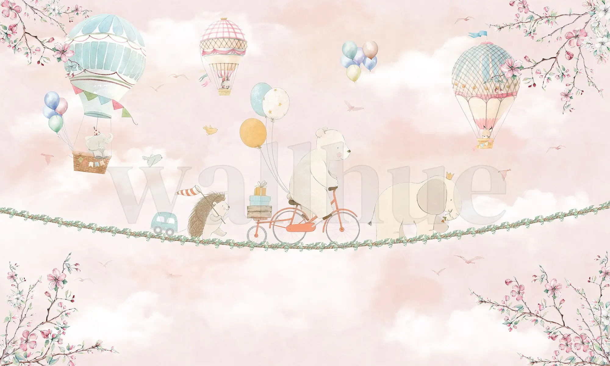 Cute Animal Convoy with Hot Air Balloons