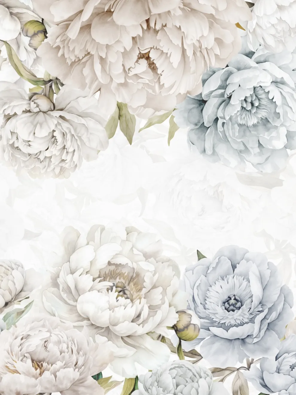 Elegant Pastel Peony Floral Wallpaper Mural