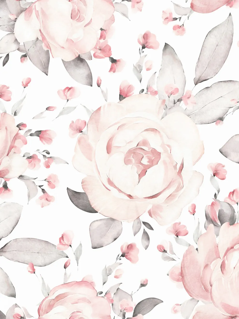 Kids Blush Floral Watercolor Peony Wall Mural