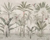 Tropical Palm Trees and Parrots Wallpaper Mural