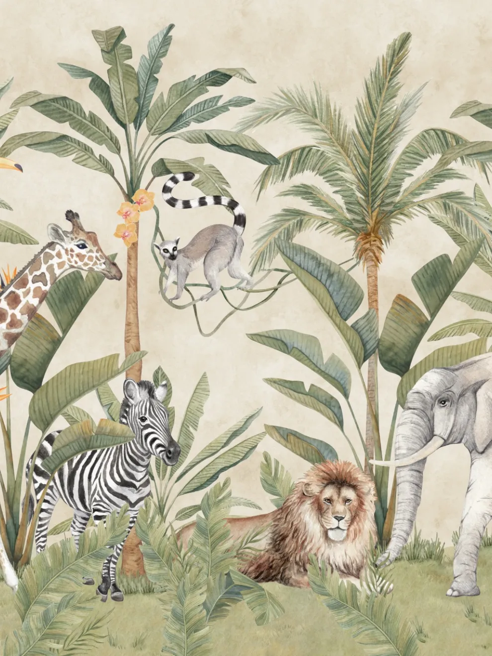 Kids Safari Animals Jungle Scene Wallpaper Mural