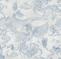 Elegant Phoenix and Dragon Wallpaper Mural