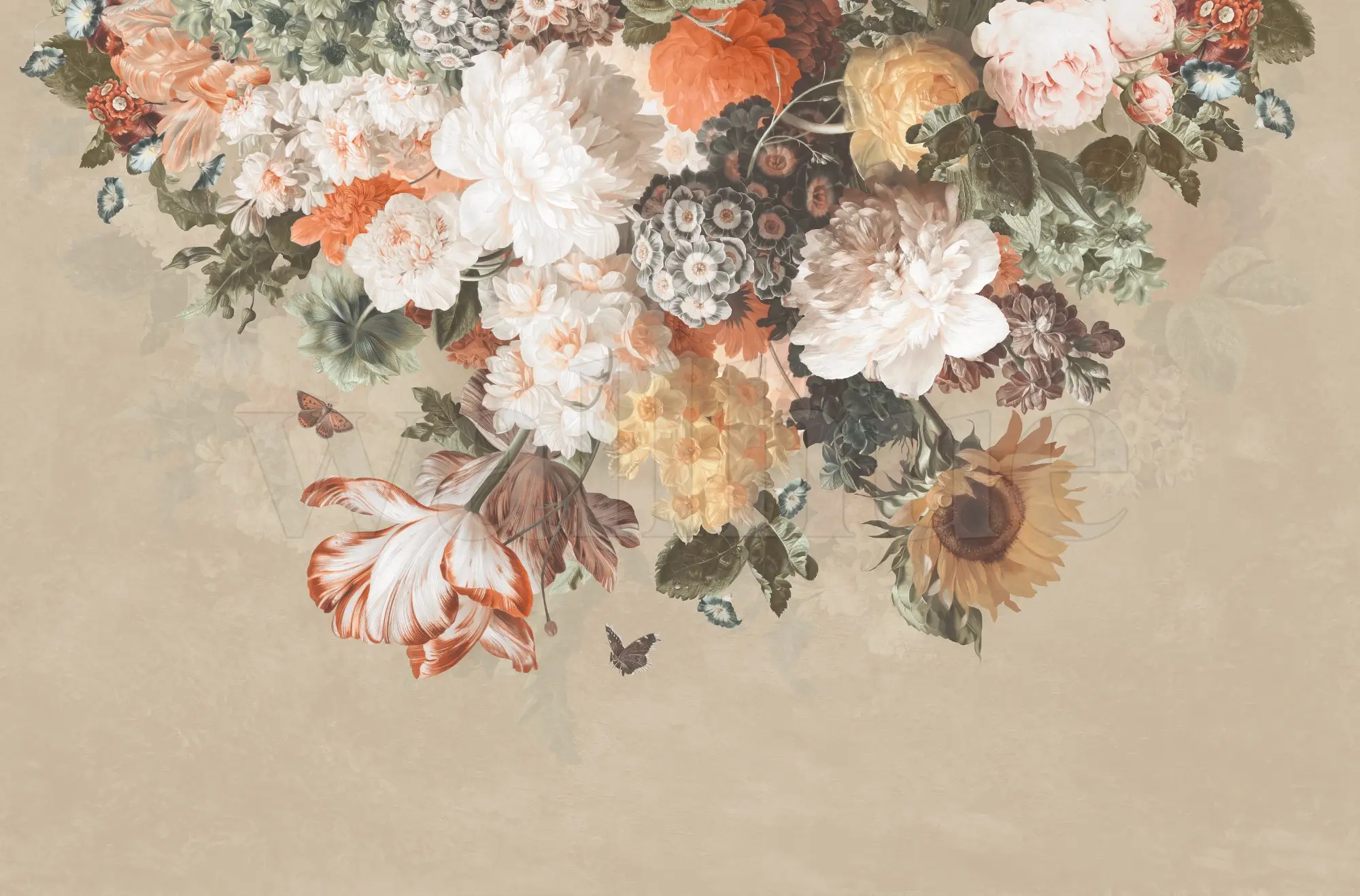 Enchanted Dutch Floral Bouquet Wallpaper Mural