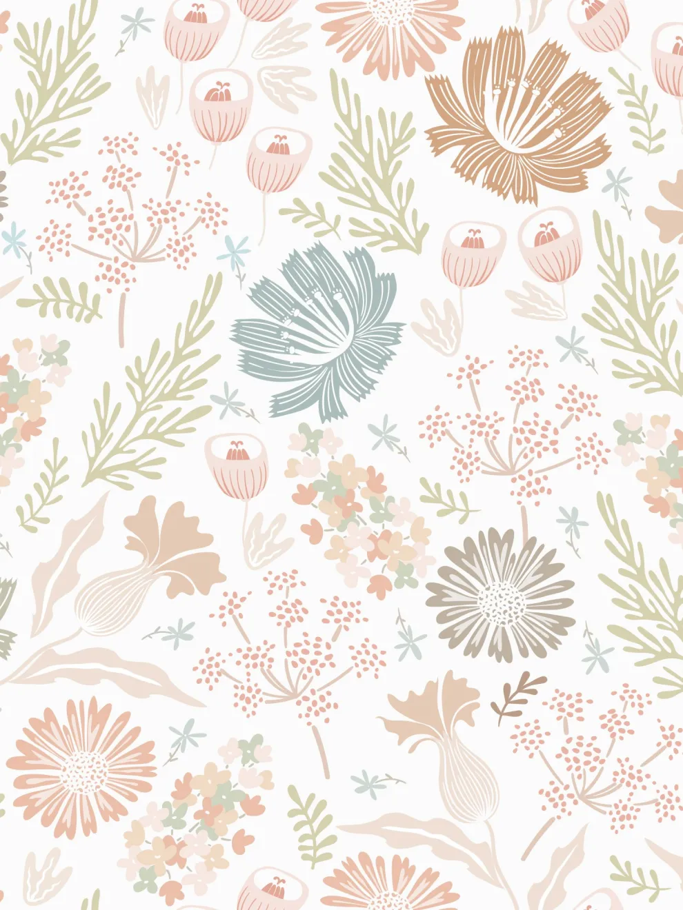 Kids Colorful Floral Botanical Wallpaper Mural