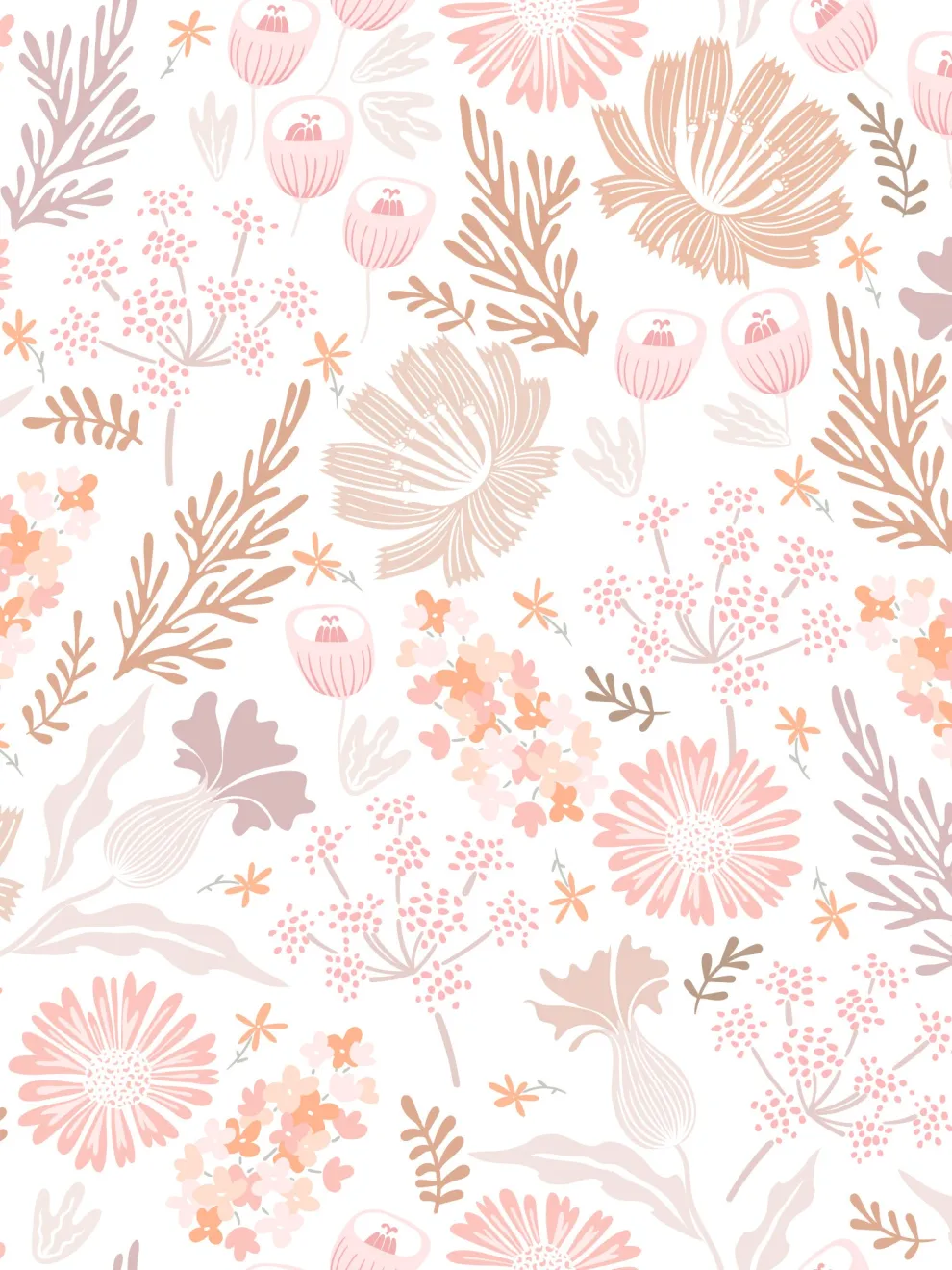 Kids Pastel Floral Botanical Wallpaper Mural