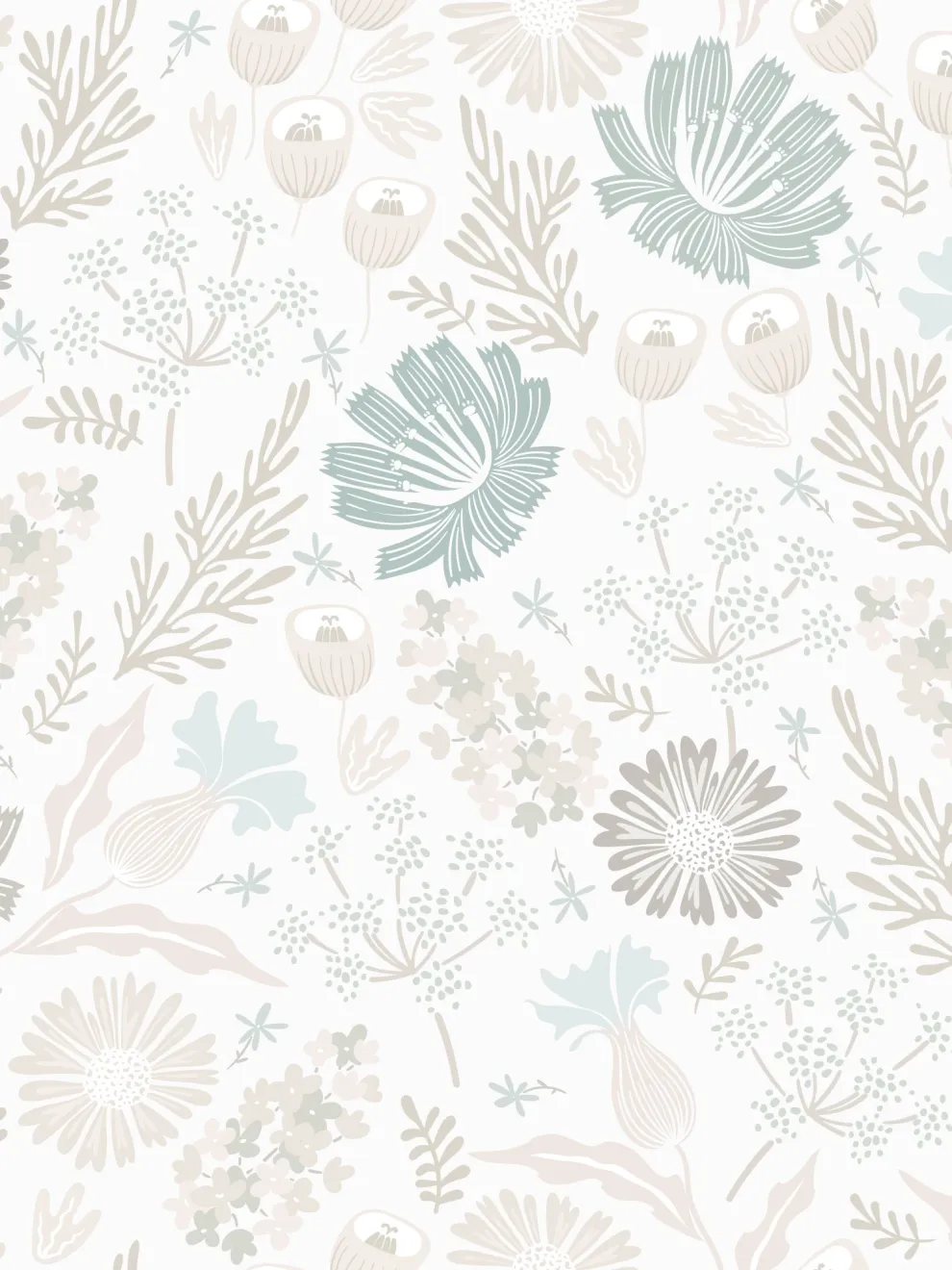 Kids Soft Color Floral Botanical Wallpaper Mural