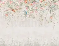 Colorful Ivy Floral and Birds Wallpaper Mural