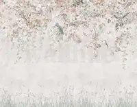 Whimsical Ivy Floral and  Birds Wallpaper Mural