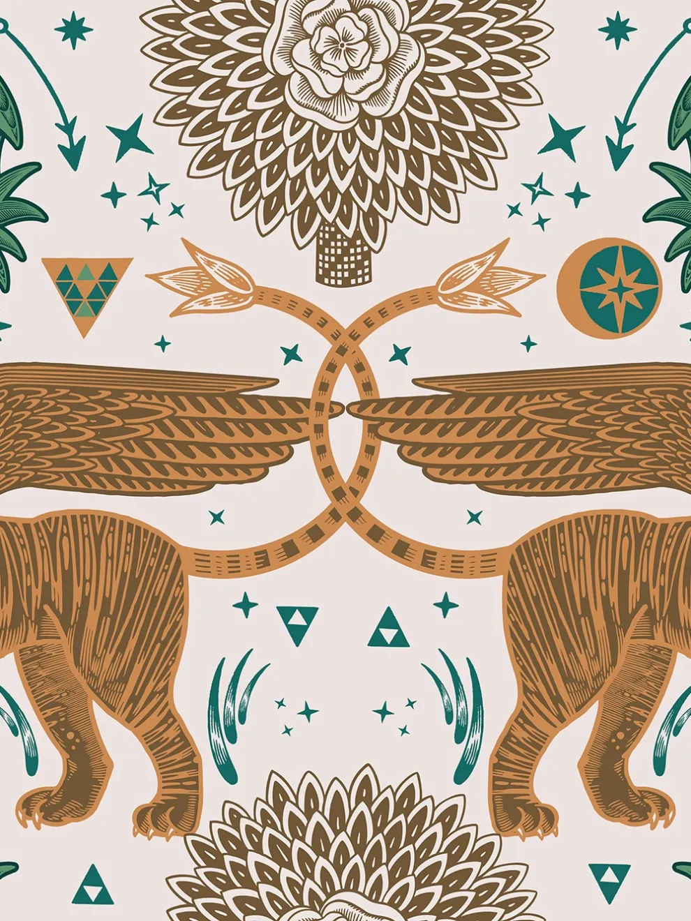 Mystical Winged Lions Wallpaper Mural