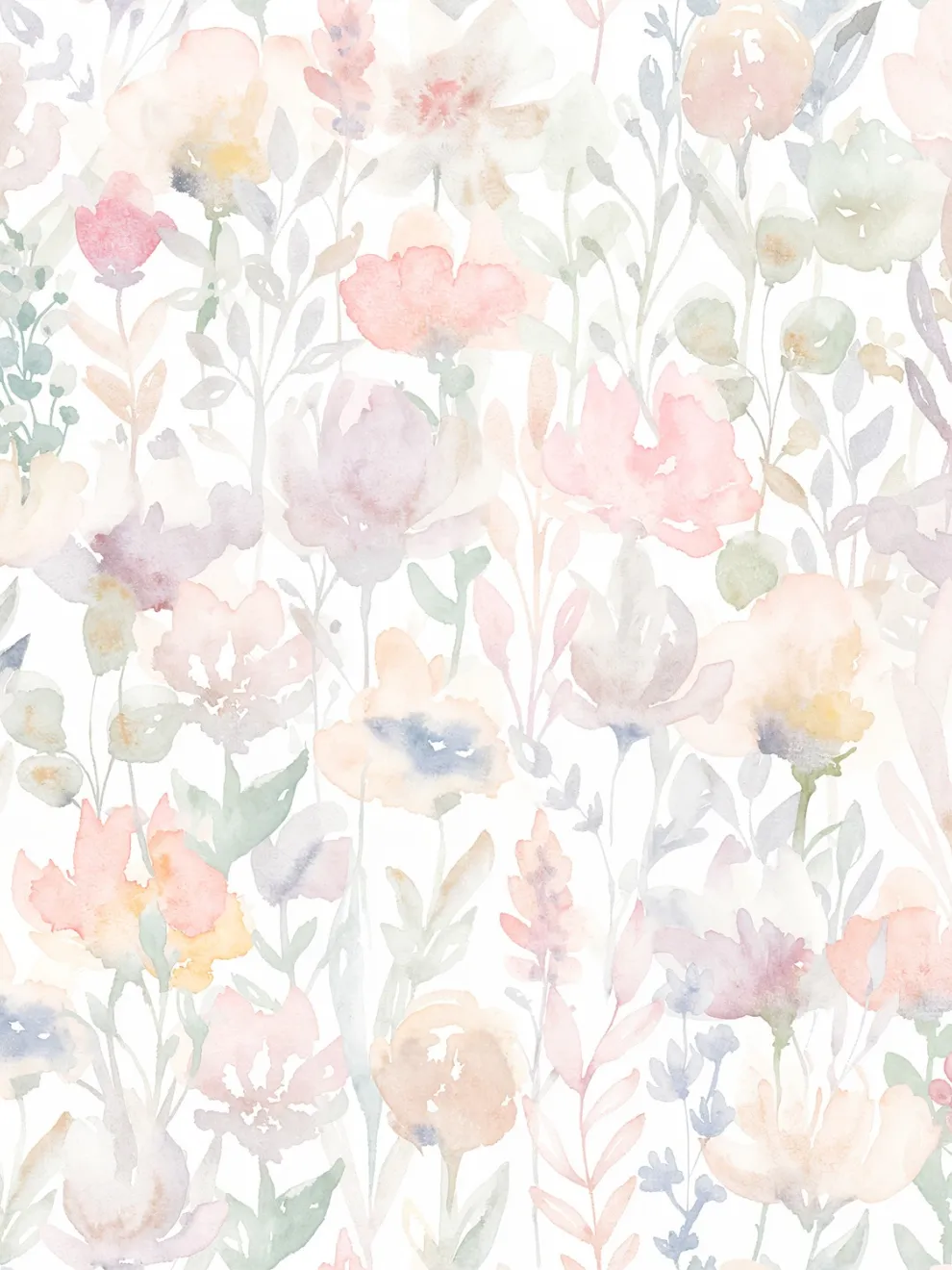 Kids Cute Watercolor Wild Floral Wallpaper Mural