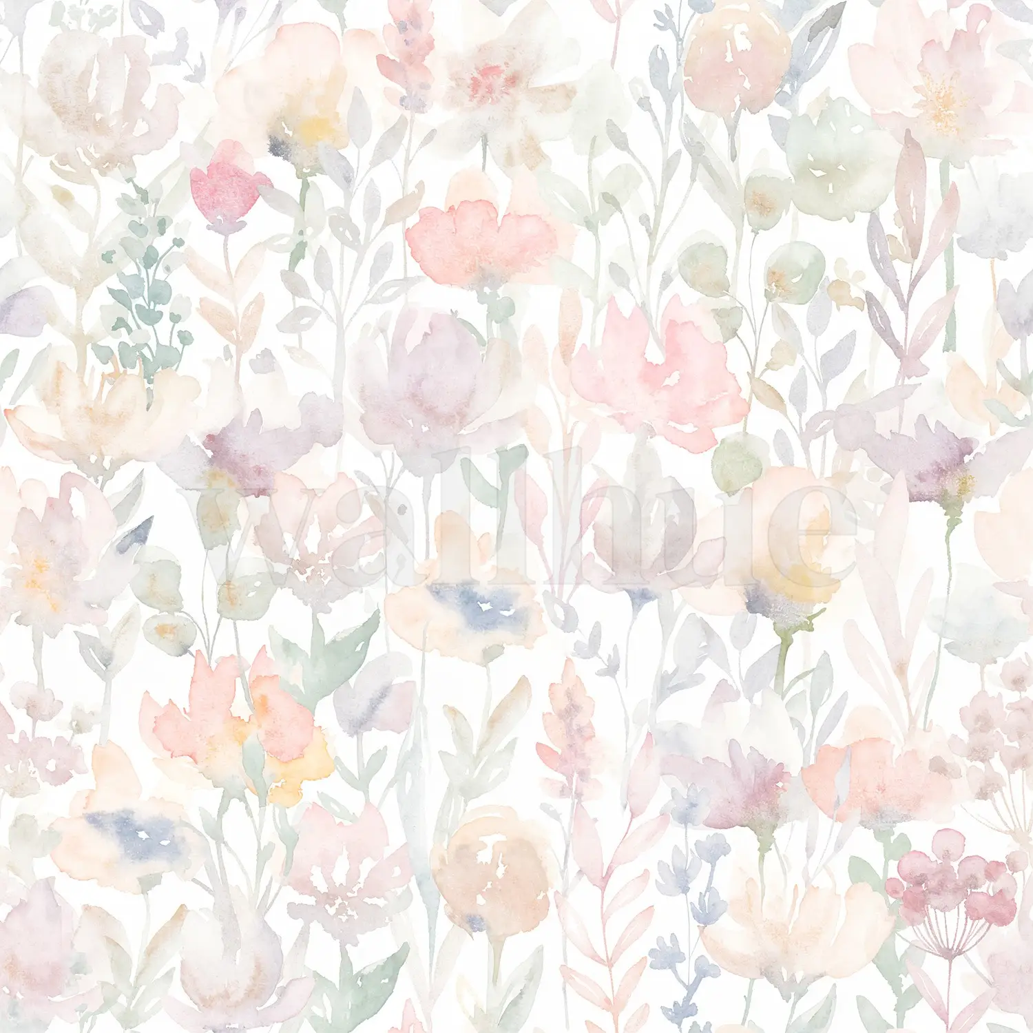 Kids Cute Watercolor Wild Floral Wallpaper Mural