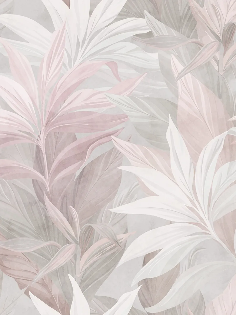 Elegant Pastel Color Lily Leaves Wallpaper Mural