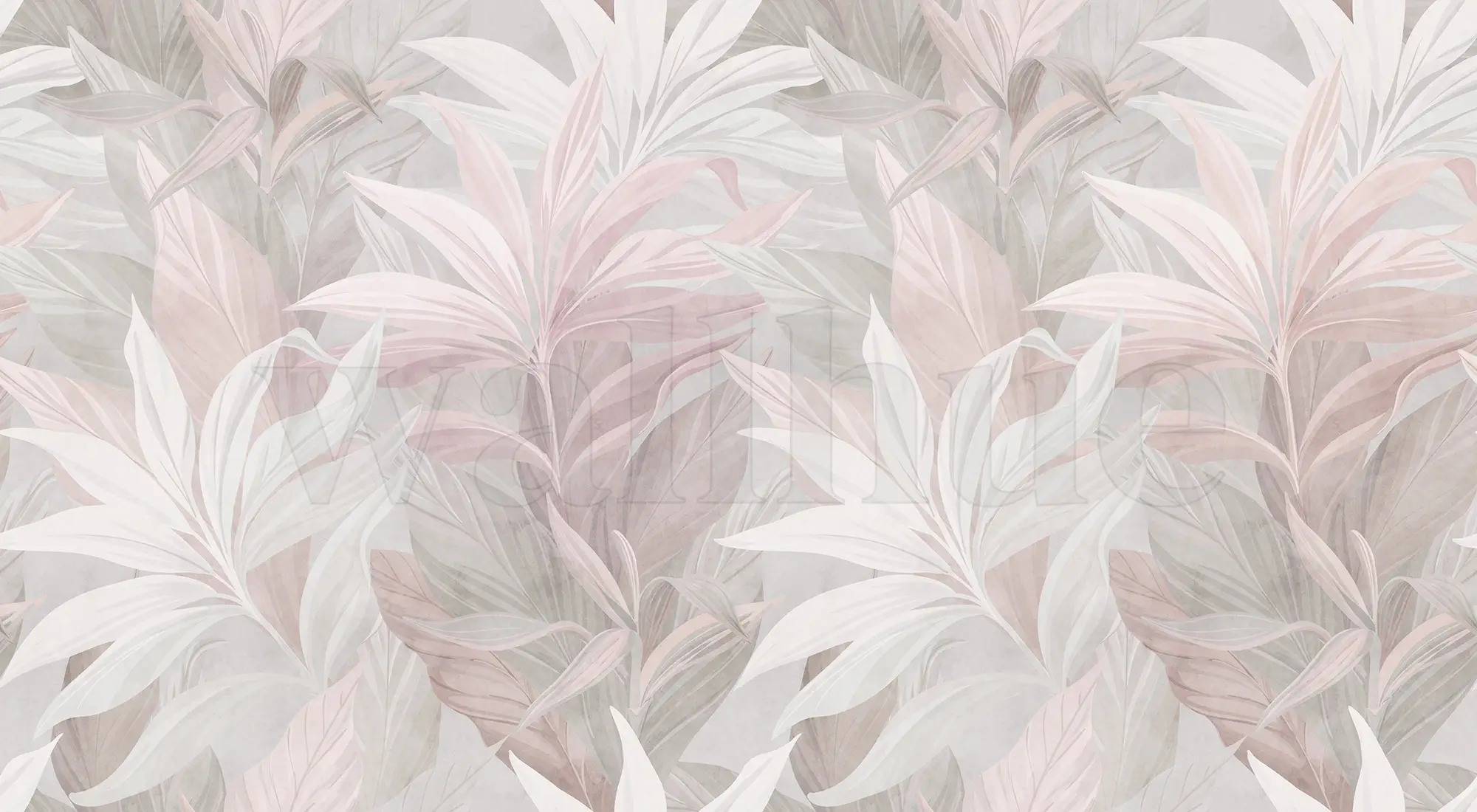 Elegant Pastel Color Lily Leaves Wallpaper Mural