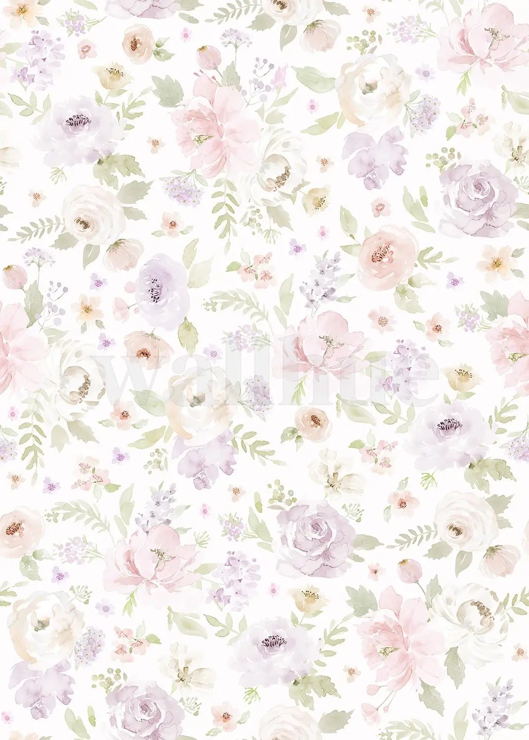 Kids Romantic Watercolor Floral Wallpaper Mural