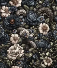 Gothic Serpent Flowers Wallpaper Mural