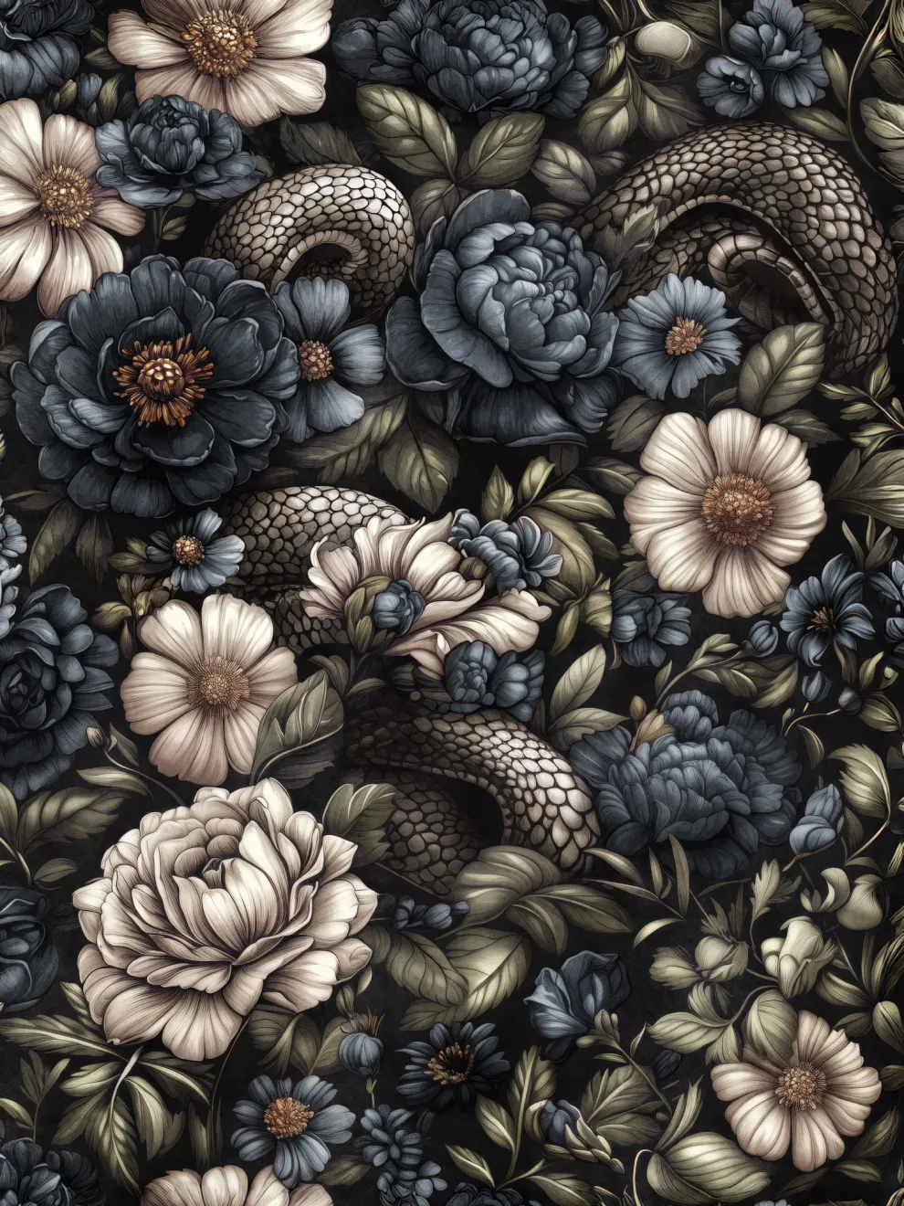 Gothic Serpent Flowers Wallpaper Mural