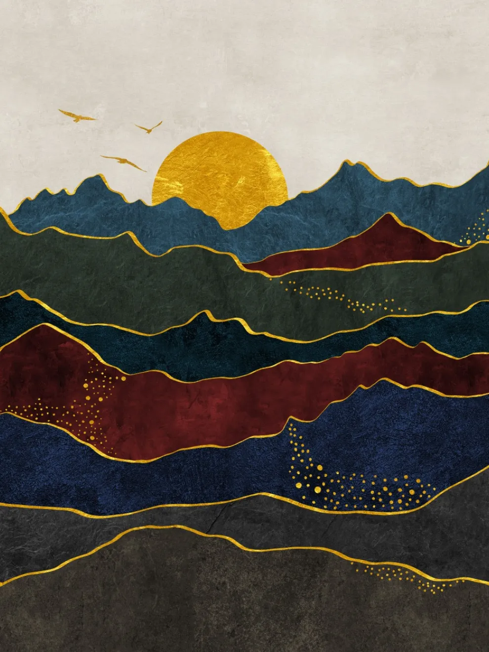 Elegant Sunset Mountain Landscape Wallpaper Mural