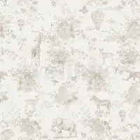 Kids Whimsical Safari Animal and Floral Wallpaper Mural