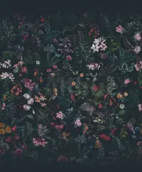 Enchanting Nocturnal Floral Garden Wallpaper Mural