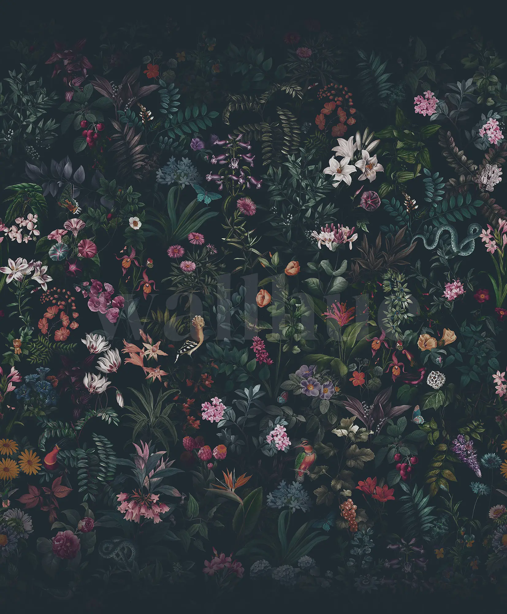 Enchanting Nocturnal Floral Garden Wallpaper Mural